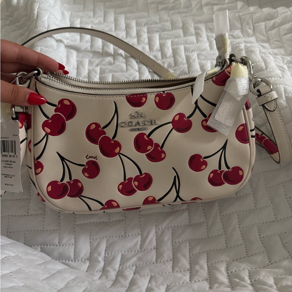 Coach Cherry Patterned Cream Shoulder Bag